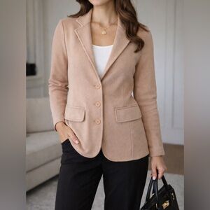 Lauren Ralph Lauren Beige Knit Blazer Tailored Preppy Jacket